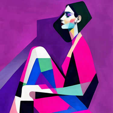 Digital Arts titled "Elegant Geometry" by Bachir Reddioui, Original Artwork, Digital Painting