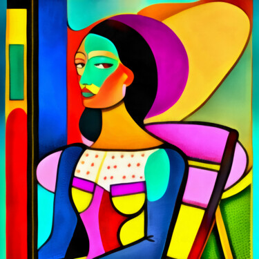 Digital Arts titled "The Abstract Femme" by Bachir Reddioui, Original Artwork, Digital Painting