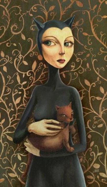 Painting titled "catwoman" by Fabrice Backes, Original Artwork, Oil