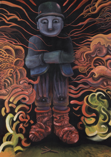 Painting titled "Watchman of Eternit…" by Wojciech Pater, Original Artwork, Oil