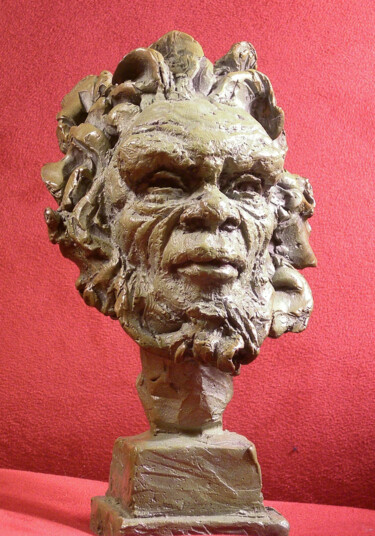 Sculpture titled "Portrait Aborigène" by Backyardart, Original Artwork, Bronze