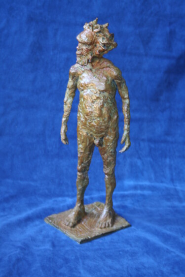 Sculpture titled "Aborigène debout" by Backyardart, Original Artwork, Bronze