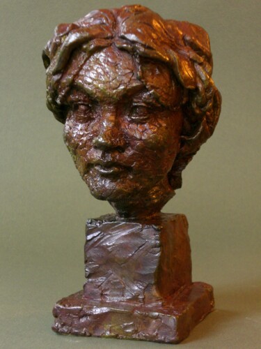 Sculpture titled "Tibétaine" by Backyardart, Original Artwork, Bronze