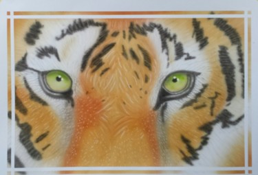 Painting titled "Tiger eyes" by Bad65 Airbrush, Original Artwork, Airbrush