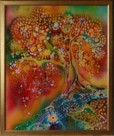 Картина под названием "Дерево счастья" - Анна Бадалян, Подлинное произведение искусства, Акрил Установлен на картон