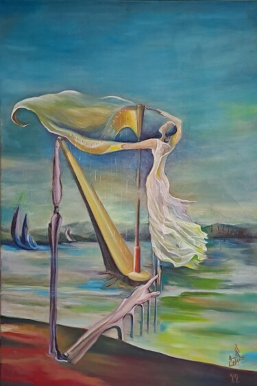 Painting titled "Love" by Bader Aboulhosn, Original Artwork, Oil Mounted on Wood Stretcher frame