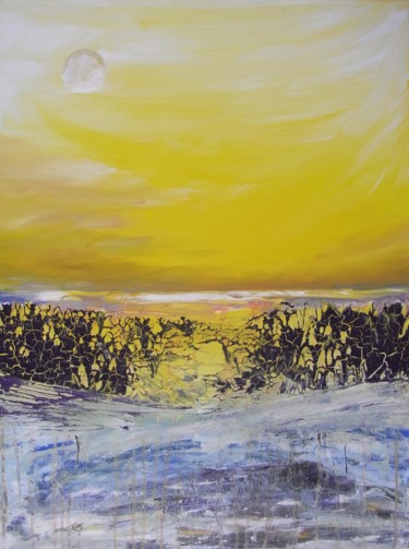 Malerei mit dem Titel "Winter an der Küste" von Baderart, Original-Kunstwerk, Acryl
