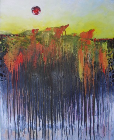 Peinture intitulée "savanne" par Baderart, Œuvre d'art originale, Acrylique