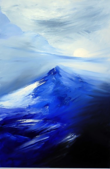 Malerei mit dem Titel "Bergwelt-im-Winter" von Baderart, Original-Kunstwerk, Öl