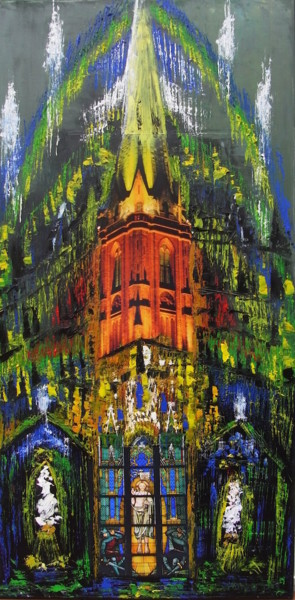 Painting titled "Nikolaikirche" by Baderart, Original Artwork, Oil