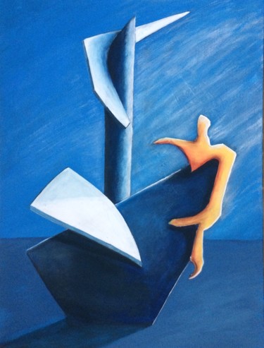 Malerei mit dem Titel "Der fliegende Hollä…" von Baderart, Original-Kunstwerk, Acryl