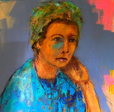 Malerei mit dem Titel "Regard de femme 69" von Badia, Original-Kunstwerk, Acryl