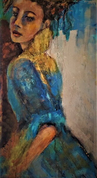 Painting titled "regard-de-femme-76.…" by Badia, Original Artwork, Acrylic
