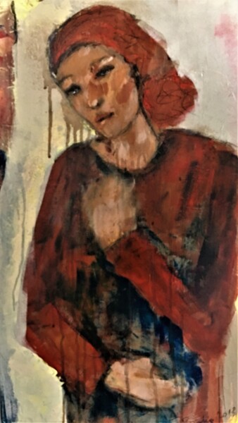 Painting titled "Regard de femme 77" by Badia, Original Artwork, Acrylic