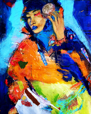 Картина под названием "Femmes du monde 2" - Badia, Подлинное произведение искусства, Акрил Установлен на Деревянная рама для…