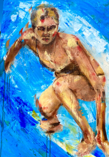 Картина под названием "Surfeuse" - Badia, Подлинное произведение искусства, Акрил Установлен на Деревянная рама для носилок