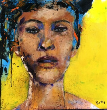 Painting titled "Regard de femme 19" by Badia, Original Artwork, Acrylic