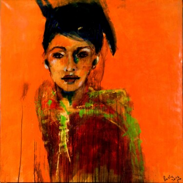 Painting titled "Regard de femme 15" by Badia, Original Artwork, Acrylic