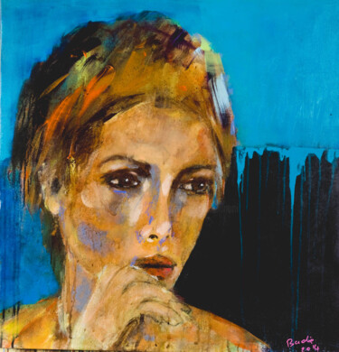 Malerei mit dem Titel "regard-de-femme-63.…" von Badia, Original-Kunstwerk, Acryl