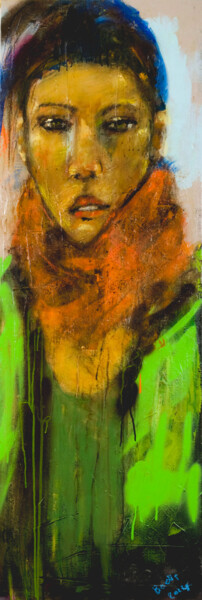 Painting titled "Regard de Femme 43" by Badia, Original Artwork, Acrylic