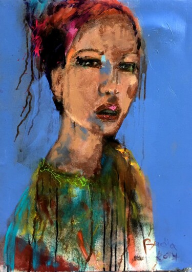 Peinture intitulée "Regard de femme 17" par Badia, Œuvre d'art originale, Acrylique