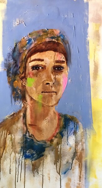 Peinture intitulée "Regard de femme 49" par Badia, Œuvre d'art originale, Acrylique