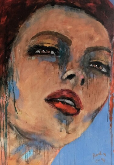 Schilderij getiteld "regard de femme 61" door Badia, Origineel Kunstwerk, Acryl