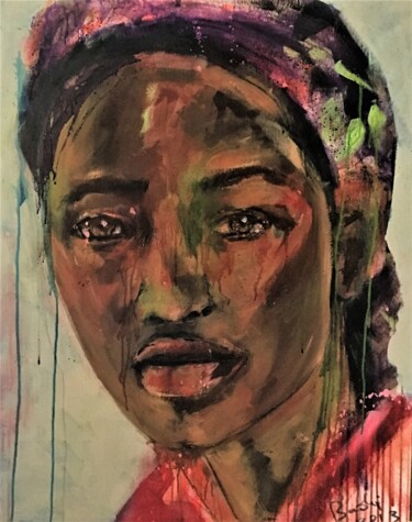 Painting titled "regard-de-femme-31.…" by Badia, Original Artwork, Acrylic