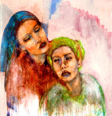 Painting titled "Regard de femme 22" by Badia, Original Artwork, Acrylic