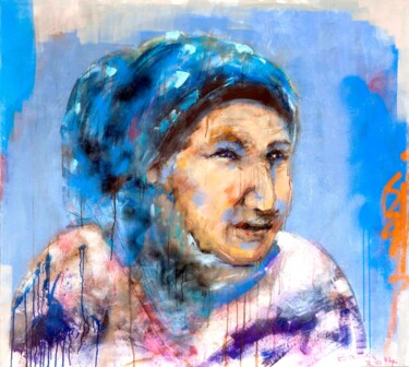 Peinture intitulée "regard de femme 25" par Badia, Œuvre d'art originale, Acrylique