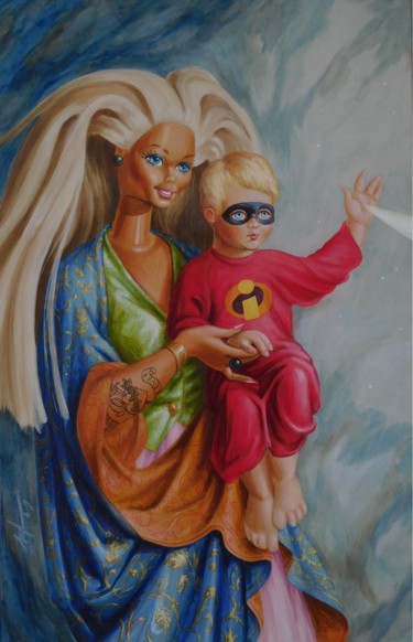 Pintura titulada "Mother and Child" por Stephane Badroff, Obra de arte original, Acrílico Montado en Bastidor de camilla de…