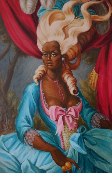 Painting titled "Maria-Antonieta" by Stephane Badroff, Original Artwork, Acrylic Mounted on Wood Stretcher frame