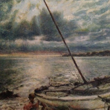 Painting titled "Soleil marin" by Françoise Bagnéres, Original Artwork, Acrylic