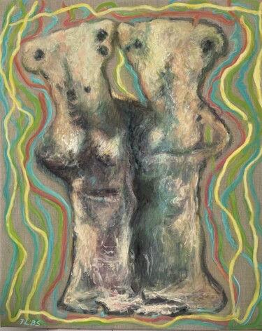 Картина под названием "Les Porteurs de Lum…" - Françoise Bagnéres, Подлинное произведение искусства, Темпера Установлен на Д…