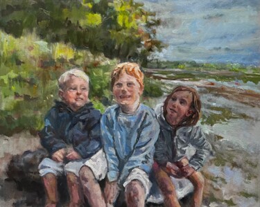 Malerei mit dem Titel "Les trois cousins" von Barbara Guias-Vaquier, Original-Kunstwerk, Öl
