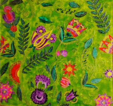 Картина под названием "abstract flowers" - Bagyra, Подлинное произведение искусства