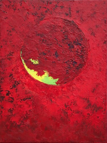 Schilderij getiteld "The Flaming Star" door Bahram Berj Kafai, Origineel Kunstwerk, Olie Gemonteerd op Frame voor houten bra…