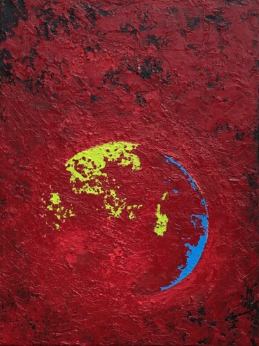 Картина под названием "Dimidium Exoplanet" - Bahram Berj Kafai, Подлинное произведение искусства, Масло Установлен на Деревя…