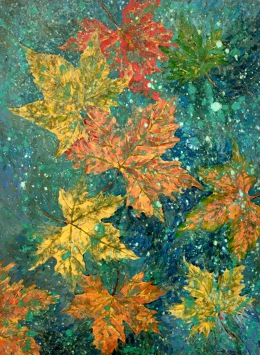 Malerei mit dem Titel "Autumn colors" von Bahram Berj Kafai, Original-Kunstwerk, Öl Auf Keilrahmen aus Holz montiert