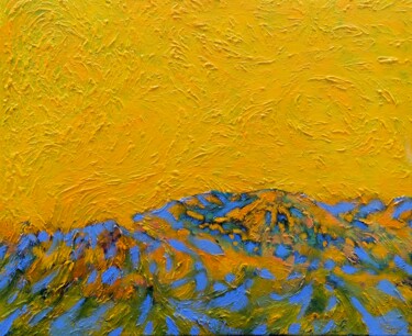 Картина под названием "Yellowstone" - Bahram Berj Kafai, Подлинное произведение искусства, Масло Установлен на Деревянная ра…