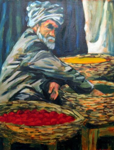Painting titled "Esfahan Man" by Bahram Berj Kafai, Original Artwork, Oil