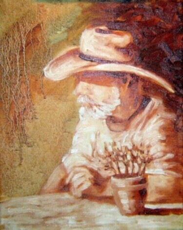 Painting titled "MTN. Man" by Bahram Berj Kafai, Original Artwork, Oil