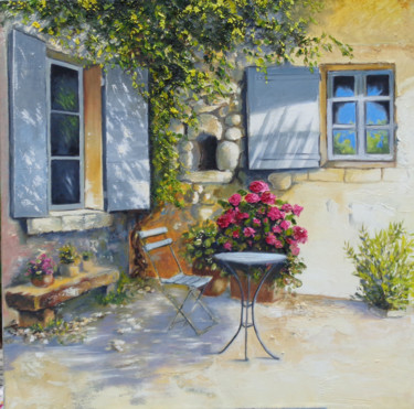 Painting titled "terrasse d'Amélie" by Baia Pontier, Original Artwork, Oil