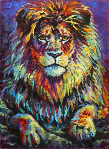 Painting titled "Lion" by Baiba Limane, Original Artwork, Oil