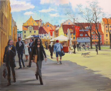 Peinture intitulée "Livu square in Riga…" par Baiba Limane, Œuvre d'art originale, Huile