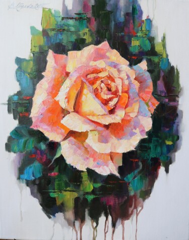 Peinture intitulée "Rose" par Baiba Limane, Œuvre d'art originale, Huile