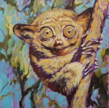 Картина под названием "Eyes (tarsier)" - Baiba Limane, Подлинное произведение искусства, Масло