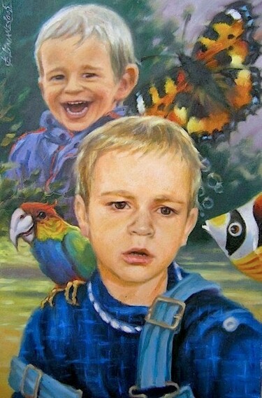 Painting titled "boy portrait" by Baiba Limane, Original Artwork, Oil