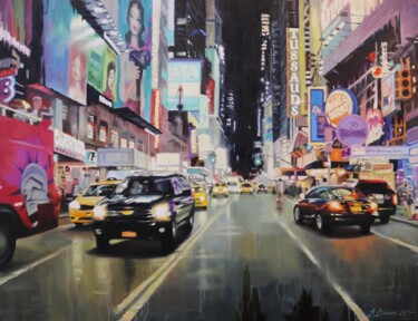 Painting titled "Times Square in New…" by Baiba Limane, Original Artwork, Oil