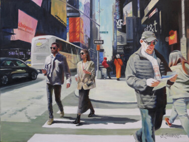 Картина под названием "For a walk in New Y…" - Baiba Limane, Подлинное произведение искусства, Масло